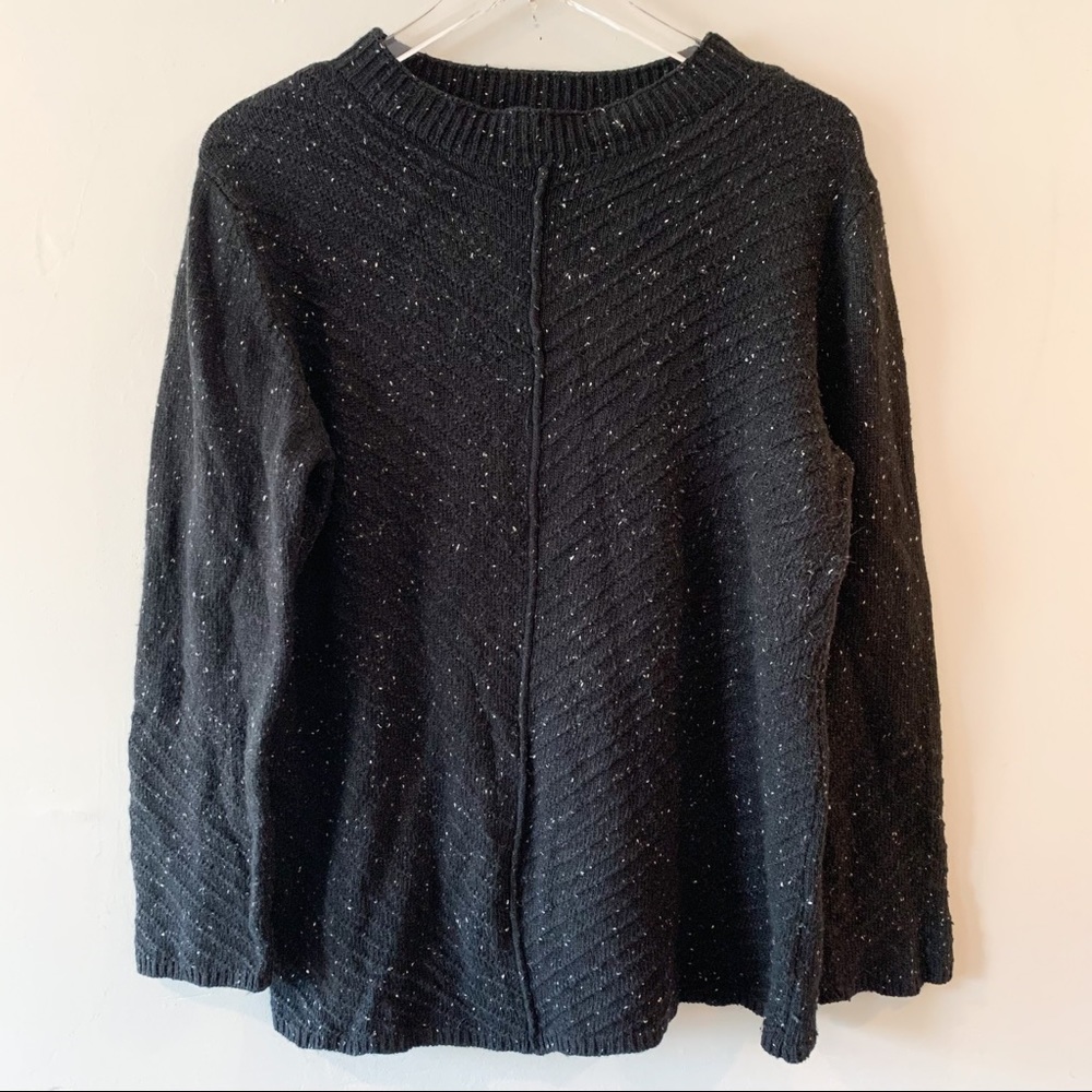 🤍Andrea Jovine Black Speckle Chevron Crew Sweater